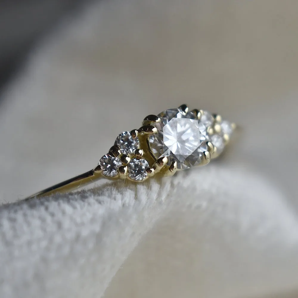 0.33ct Diamond Engagement Ring with Triple Diamond Shoulder Accents
