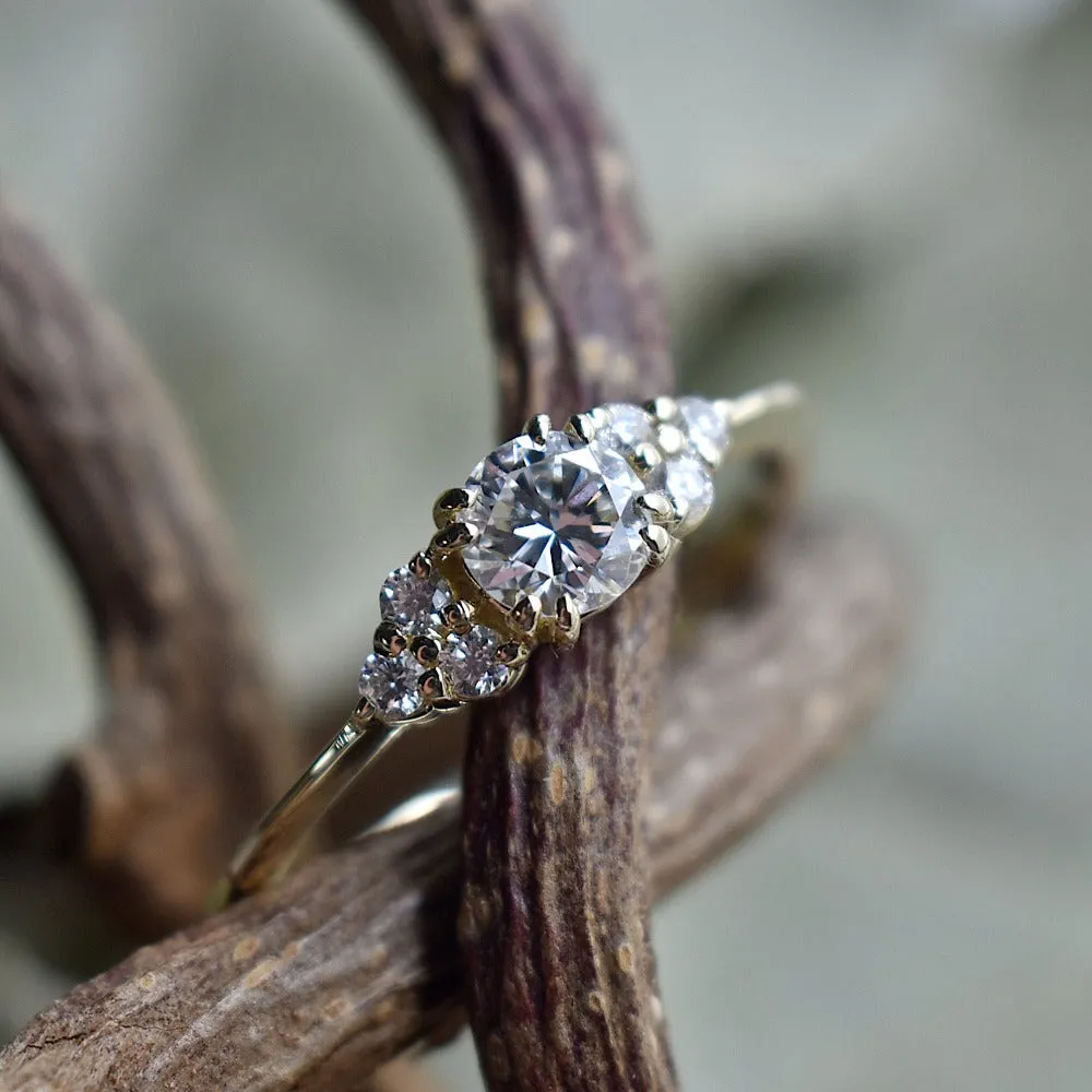0.33ct Diamond Engagement Ring with Triple Diamond Shoulder Accents