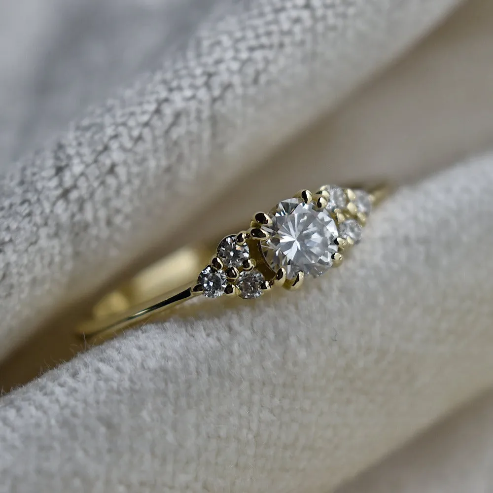 0.33ct Diamond Engagement Ring with Triple Diamond Shoulder Accents