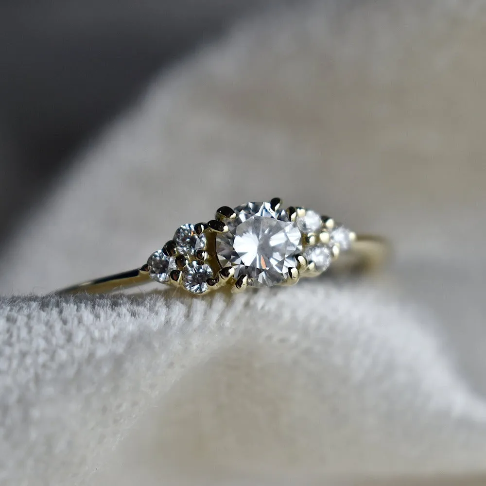 0.33ct Diamond Engagement Ring with Triple Diamond Shoulder Accents