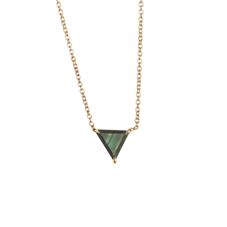 0.63ct Geometric Sapphire Necklace in 14k Recycled Yellow Gold