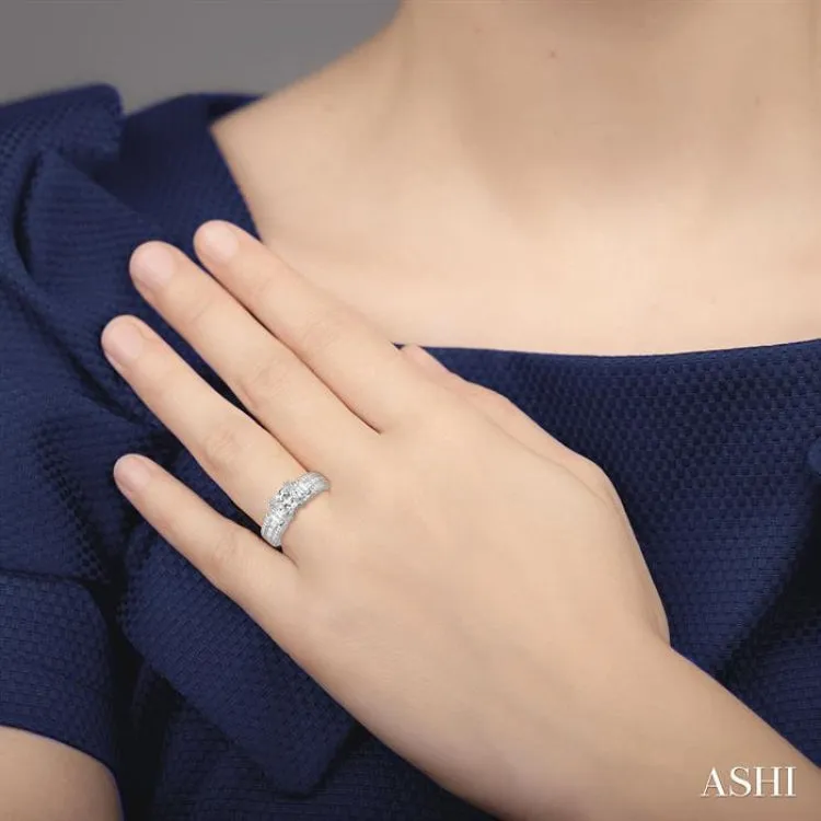1 1/4 Ctw Diamond Semi-Mount Engagement Ring in 18K White Gold