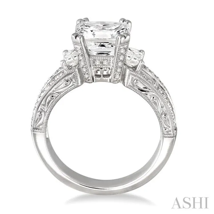 1 1/4 Ctw Diamond Semi-Mount Engagement Ring in 18K White Gold