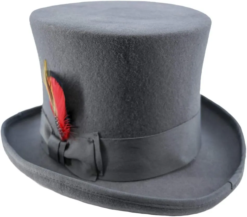 100% Wool Steampunk Top Hat with Grosgrain Band