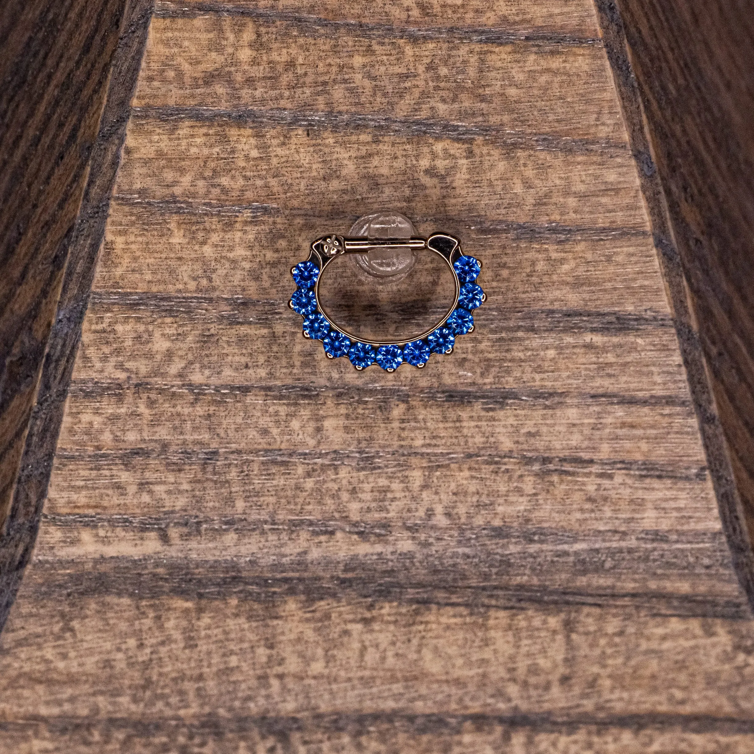 11 Gem Blue Swarovski Crystal Clicker in 16g