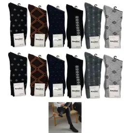 12 Pairs Mens Dress Socks Colorful Patterned Happy Crew Lightweight Socks 10-13