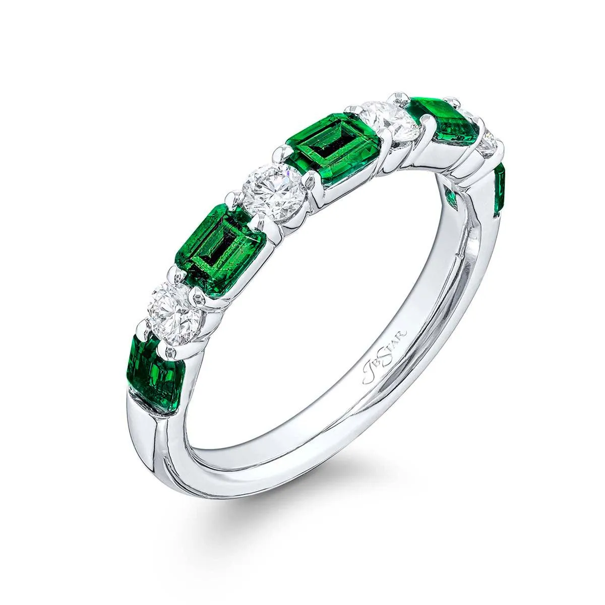 1.32ctw Emerald & Diamond Band