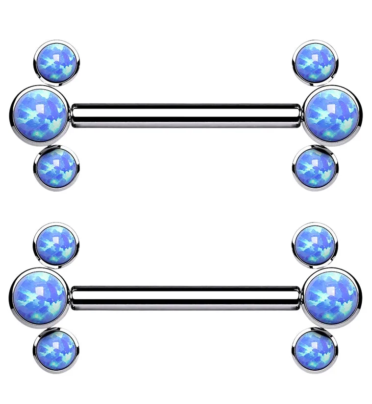 14G Trice Blue Opalite Titanium Nipple Ring Barbell