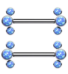14G Trice Blue Opalite Titanium Nipple Ring Barbell