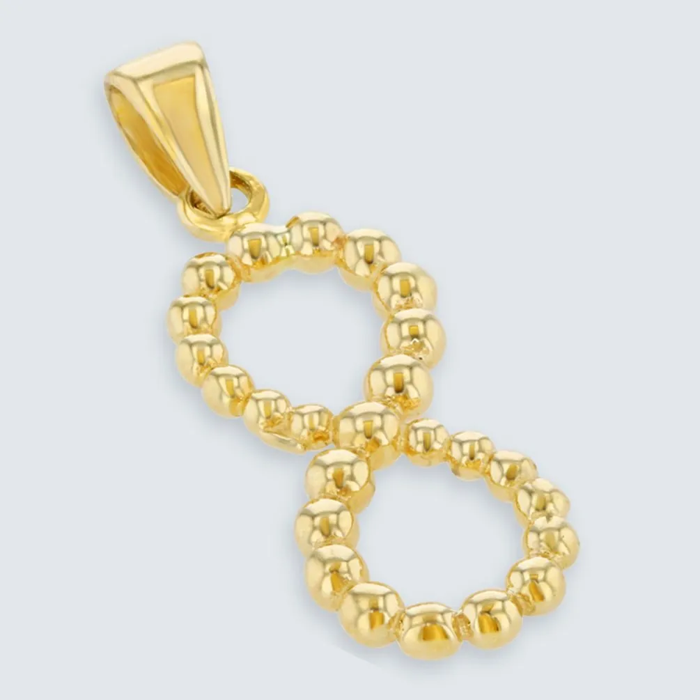 14K Gold Beaded Vertical Infinity Pendant Necklace - Yellow Gold