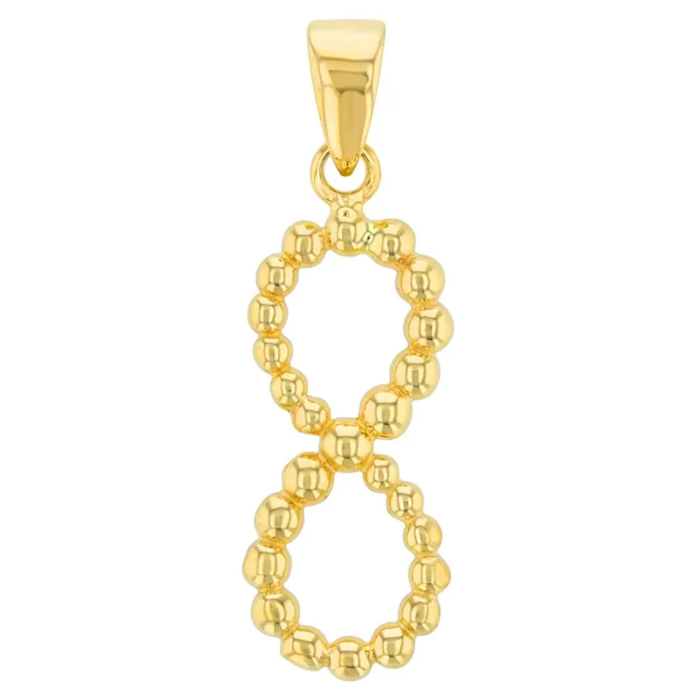 14K Gold Beaded Vertical Infinity Pendant Necklace - Yellow Gold