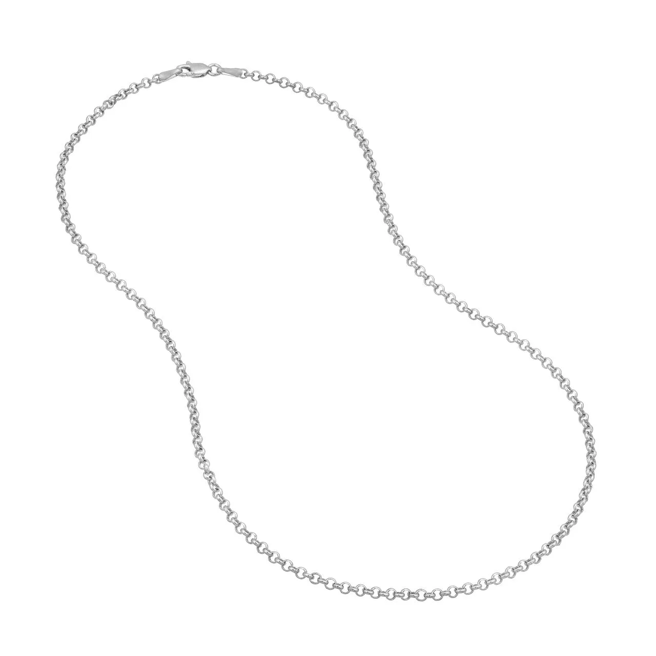 14K Hollow Gold 2.5mm Rolo Chain Necklace with Lobster Lock