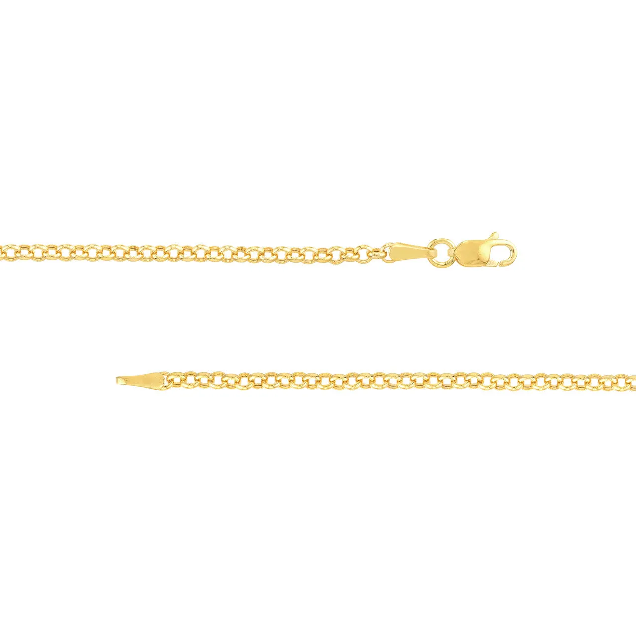 14K Hollow Gold 2.5mm Rolo Chain Necklace with Lobster Lock
