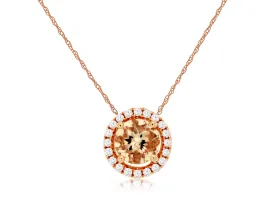 14K Rose Gold Morganite and Diamond Necklace
