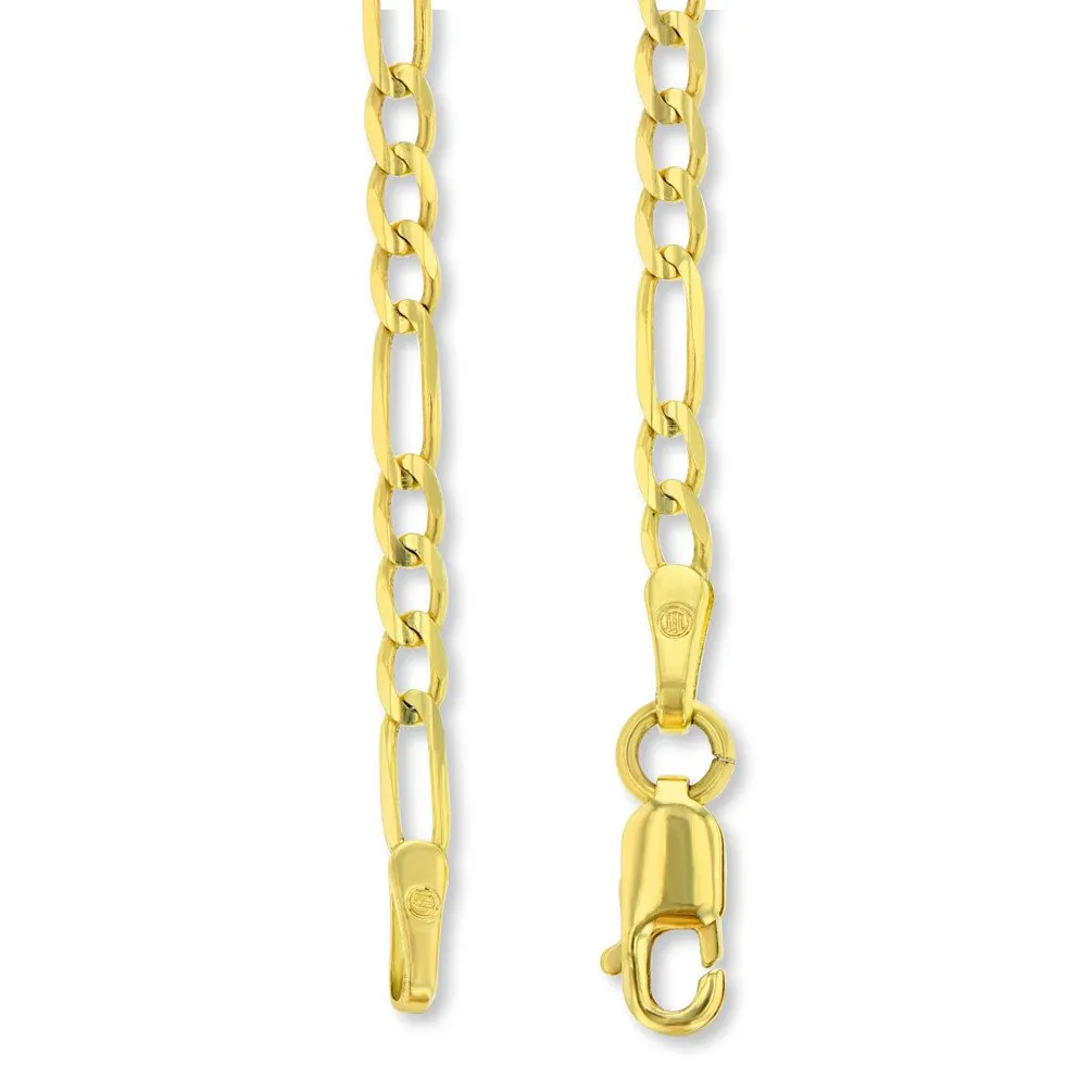 14K Solid Yellow Gold Statue of Liberty Charm Pendant with Figaro Chain Necklace