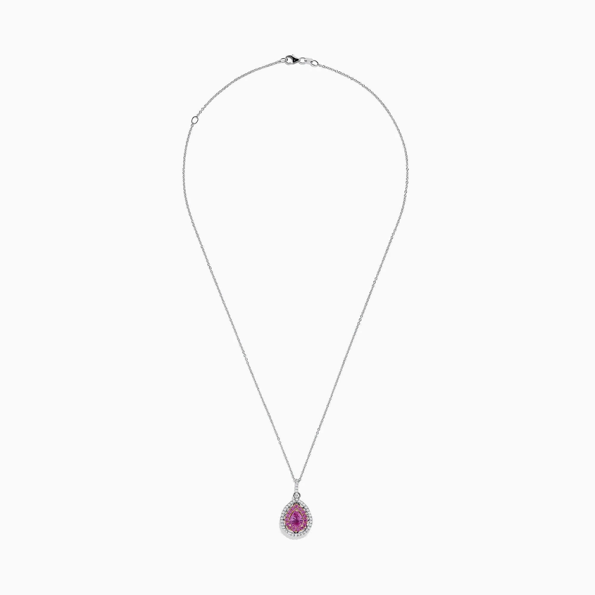 14K Two Tone Gold Pink Sapphire and Diamond Pendant, 1.74 TCW
