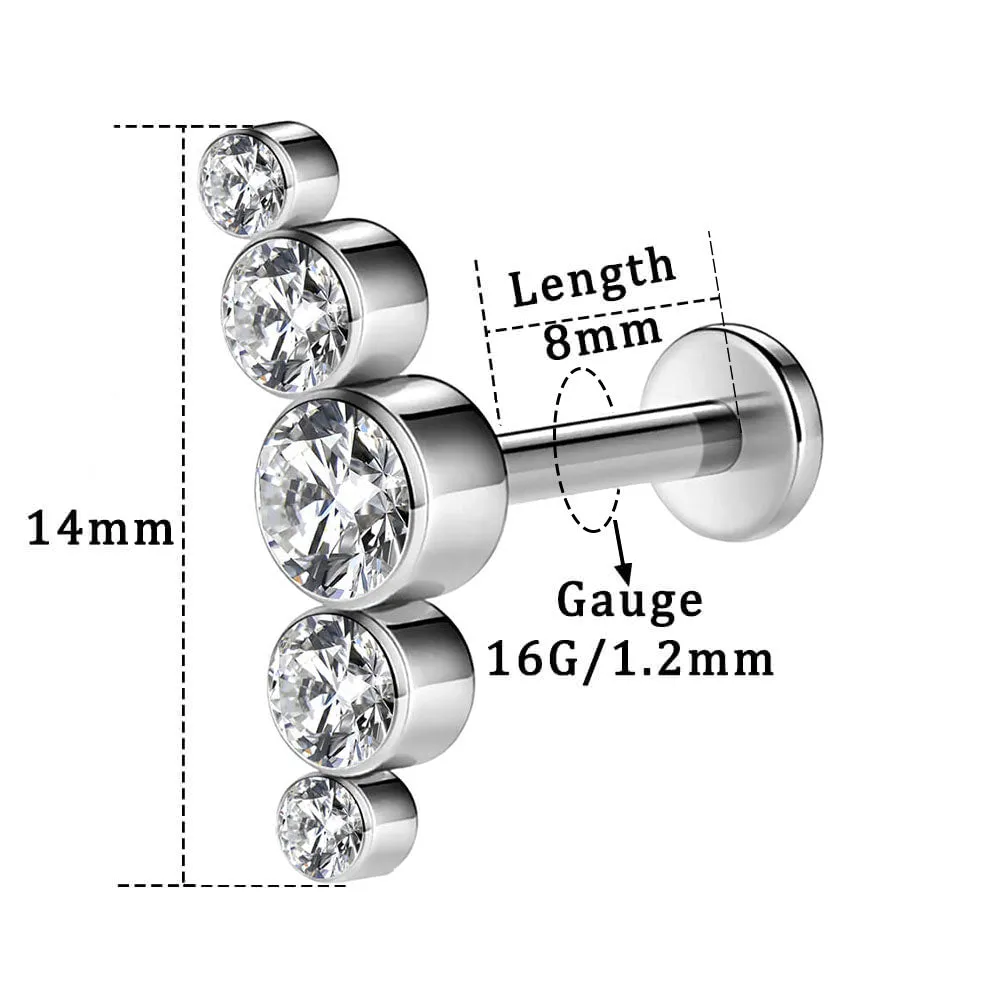 16G CZ Cluster Titanium Helix and Tragus Stud