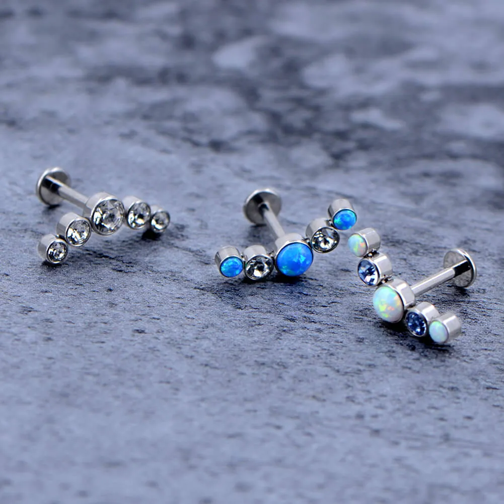 16G CZ Cluster Titanium Helix and Tragus Stud