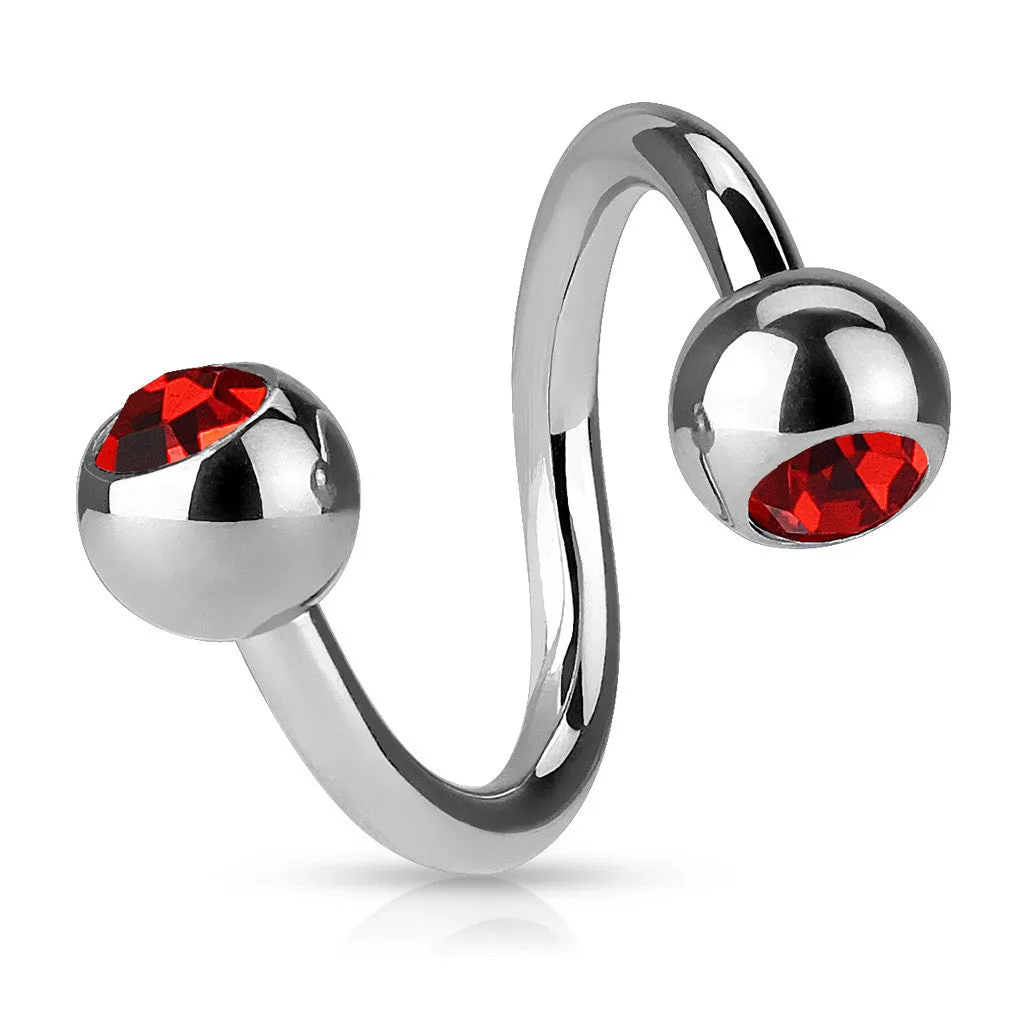 16g Gem Spiral Twist Body Jewellery