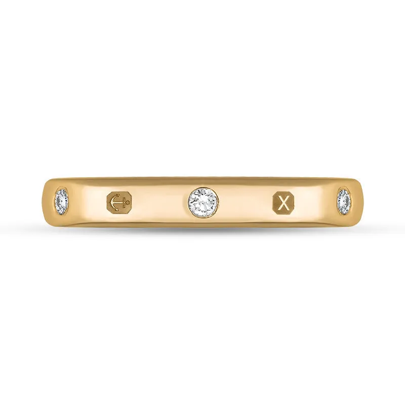 18ct Rose Gold 0.12ct Diamond Queen's Jubilee Hallmark 3mm Ring