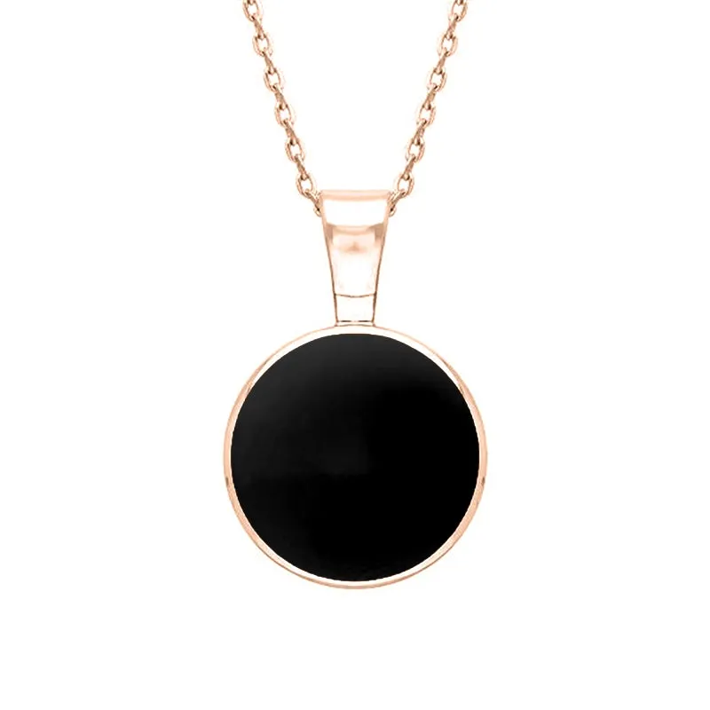 18ct Rose Gold Whitby Jet Heritage Round Necklace