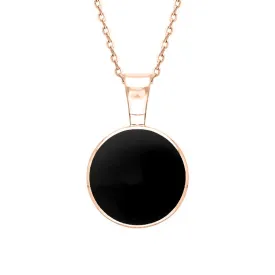18ct Rose Gold Whitby Jet Heritage Round Necklace