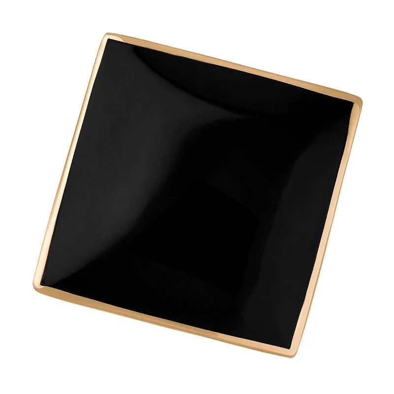 18ct Rose Gold Whitby Jet Queen's Jubilee Hallmark Large Rhombus Ring