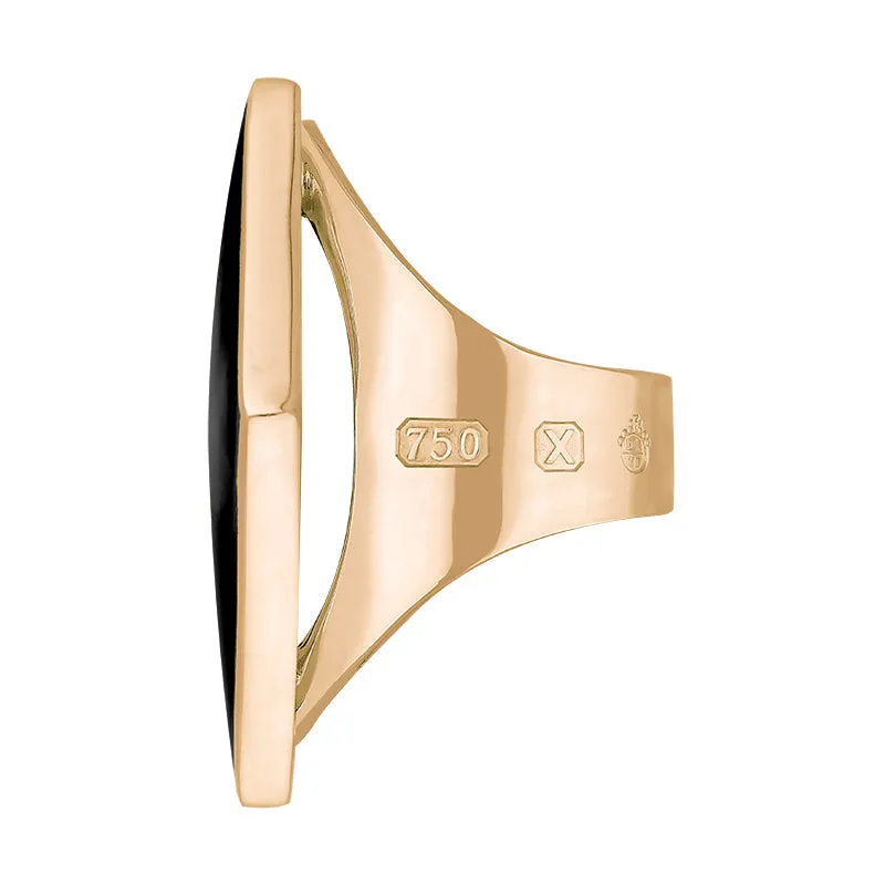 18ct Rose Gold Whitby Jet Queen's Jubilee Hallmark Large Rhombus Ring