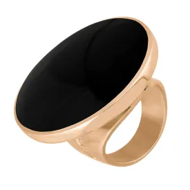 18ct Rose Gold Whitby Jet Queen's Jubilee Hallmark Large Round Ring