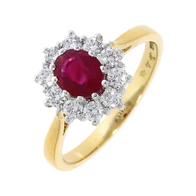 18ct Ruby & Diamond Cluster Ring