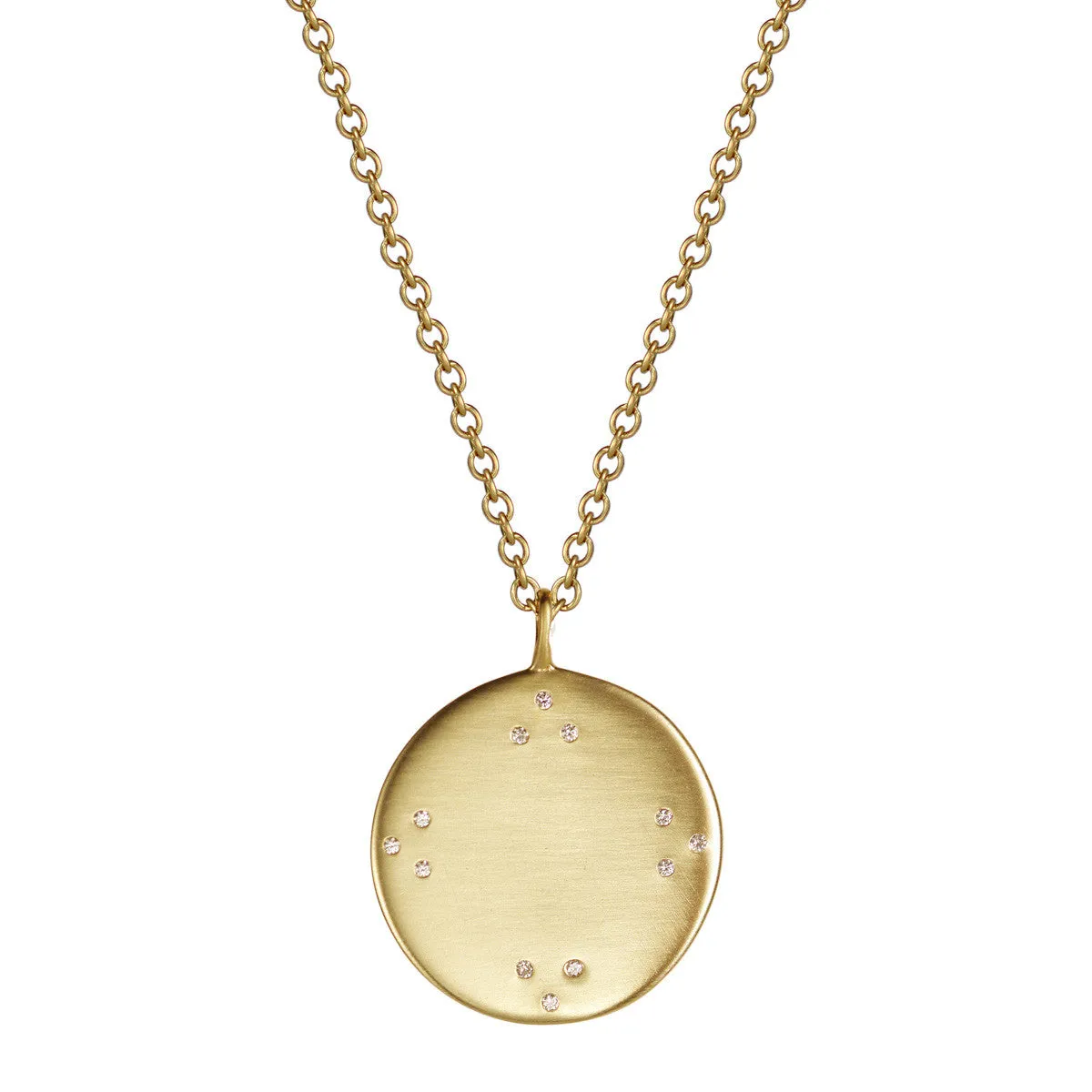 18K Gold Large Tibetan Mirror Pendant with Diamonds