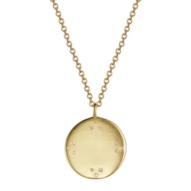 18K Gold Large Tibetan Mirror Pendant with Diamonds