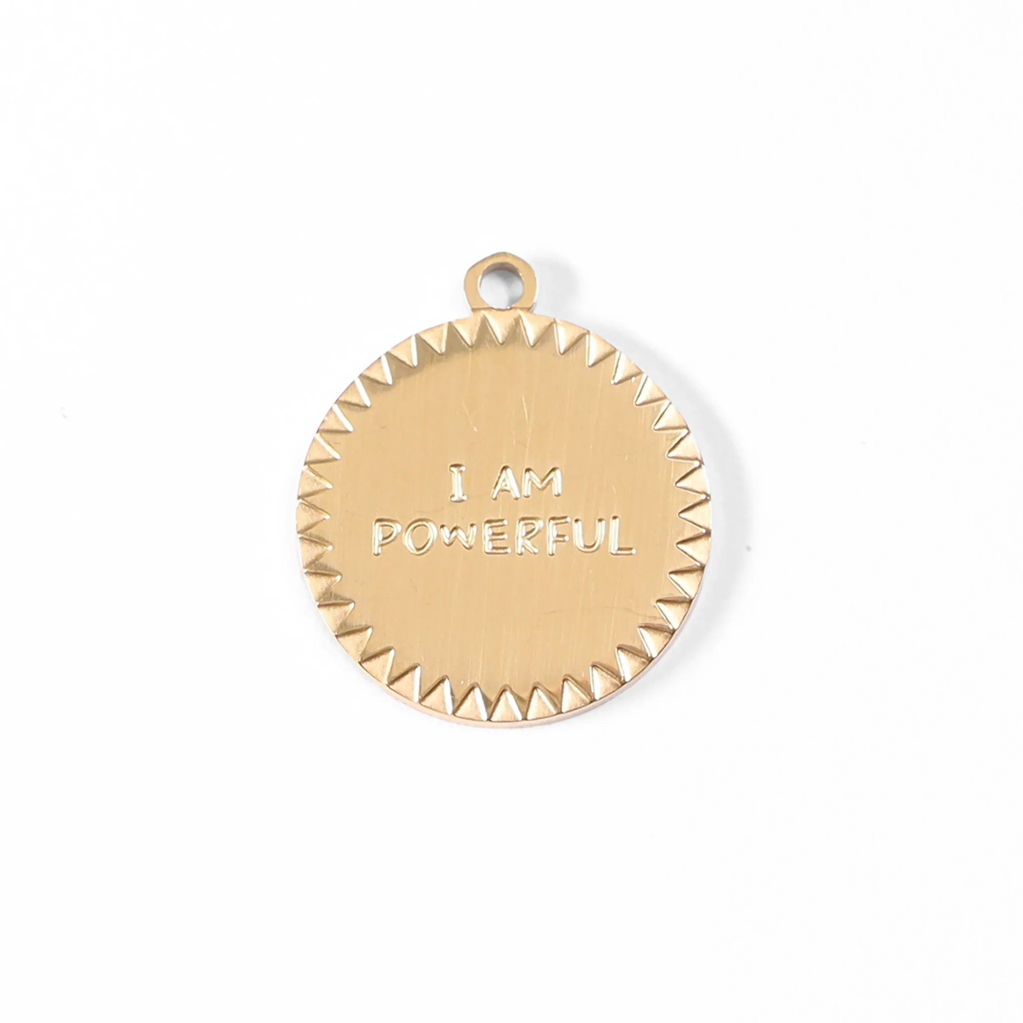 18K Gold PVD Stainless Steel "I Am Powerful" Charm / PDL0015
