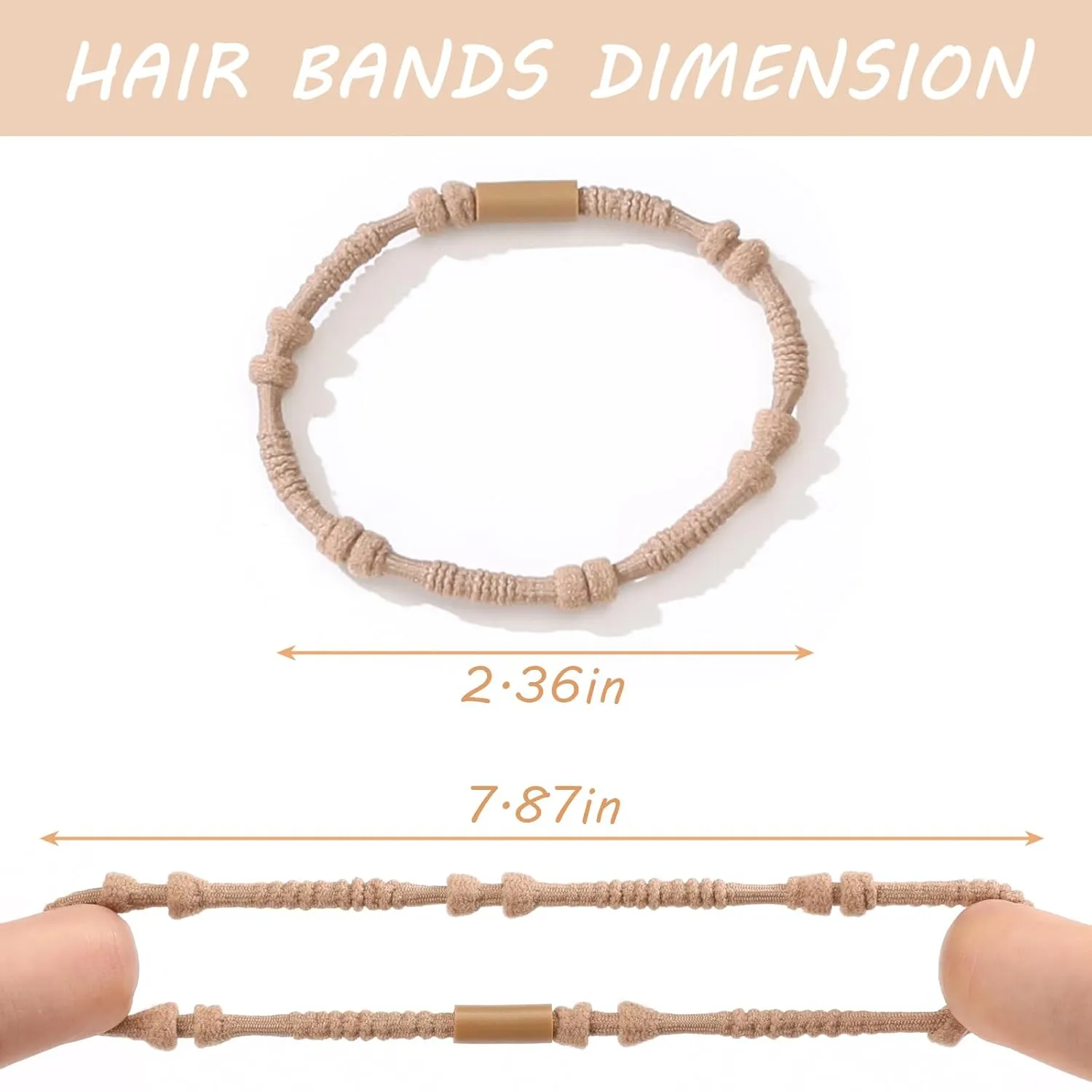 20 PCS Boho Hair Ties, Bracelets Hair Ties for Thick or Thin Hair, 4 Styles Boho Ties for Ponytail Holders, 2.36 Hair Ties No-Damage, Brown
