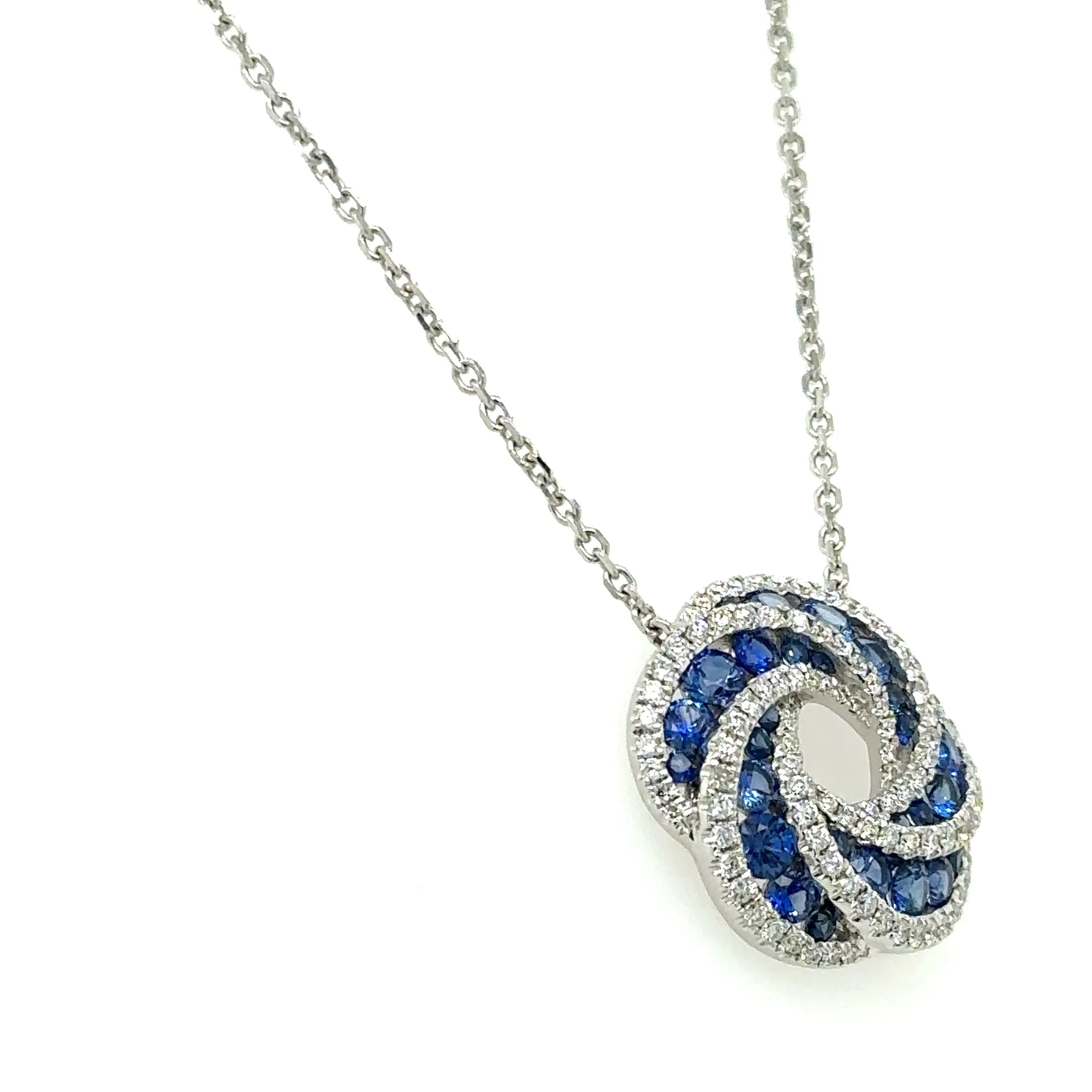 2.02carat Diamond & Blue Sapphire Circle of Life Pendant Necklace