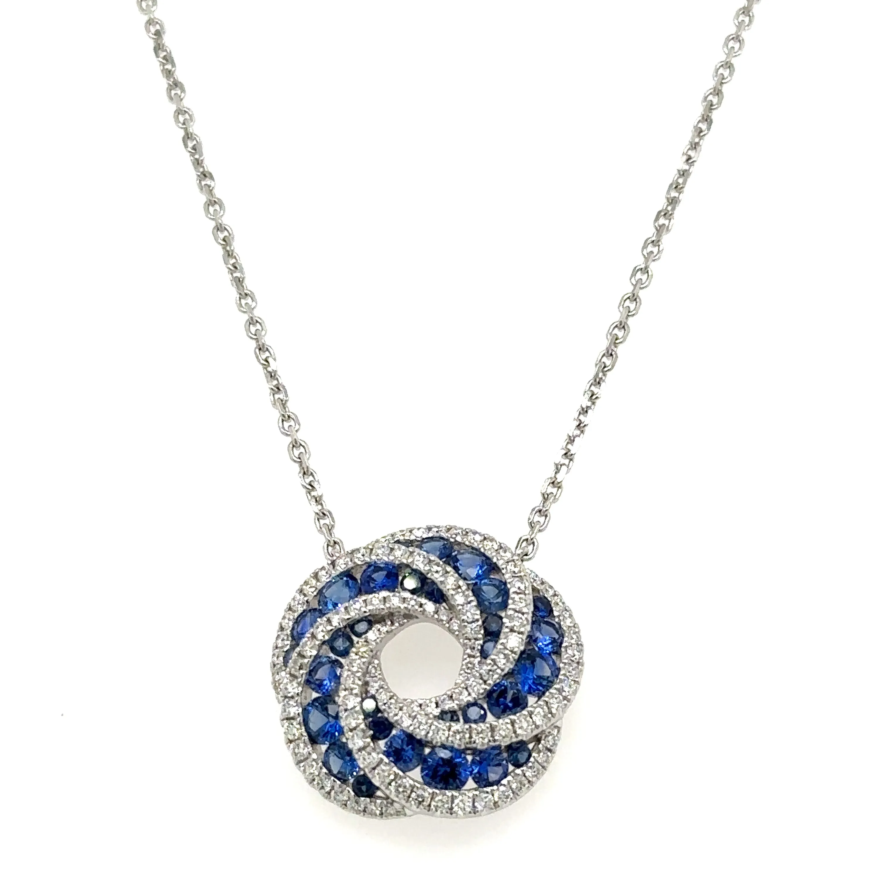 2.02carat Diamond & Blue Sapphire Circle of Life Pendant Necklace