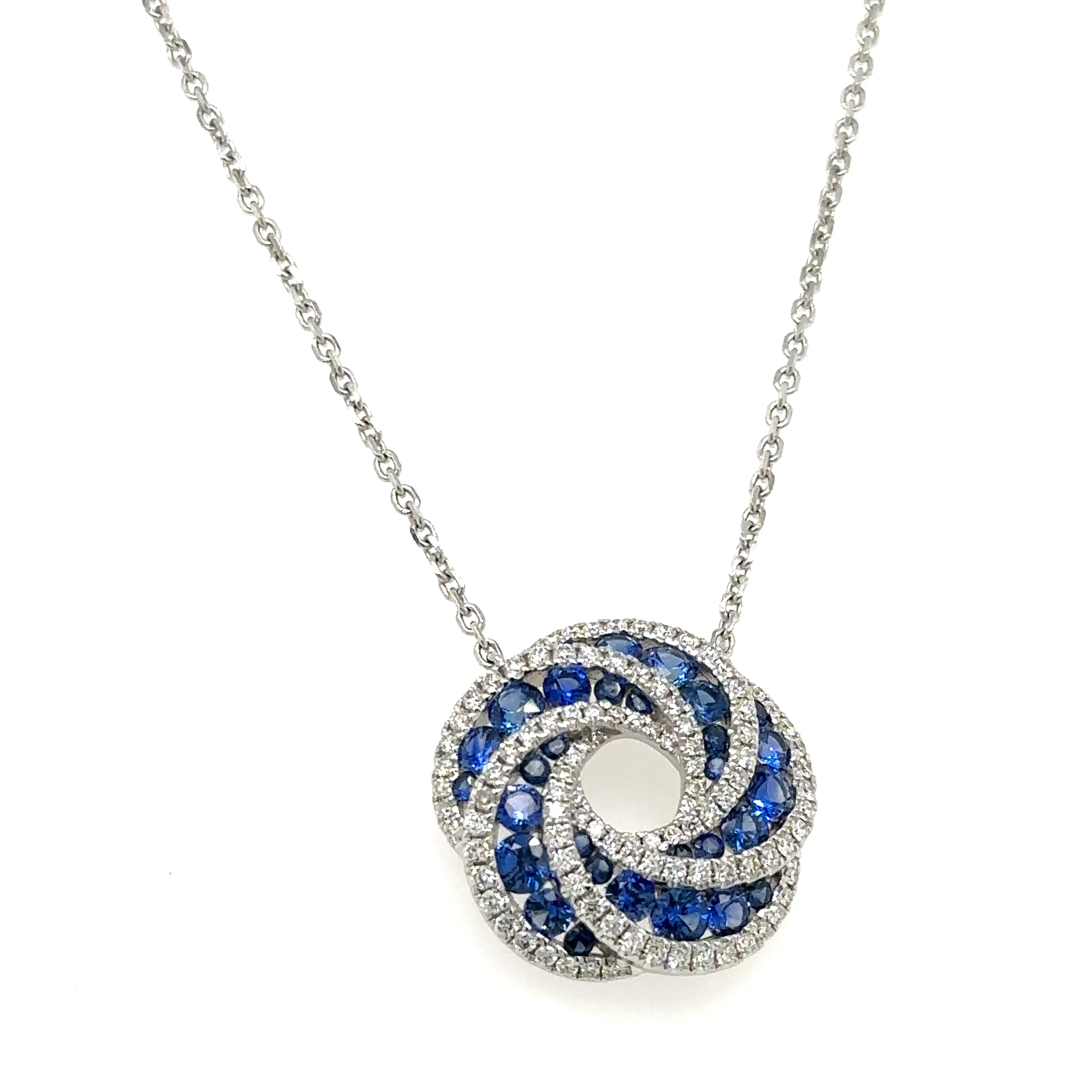 2.02carat Diamond & Blue Sapphire Circle of Life Pendant Necklace