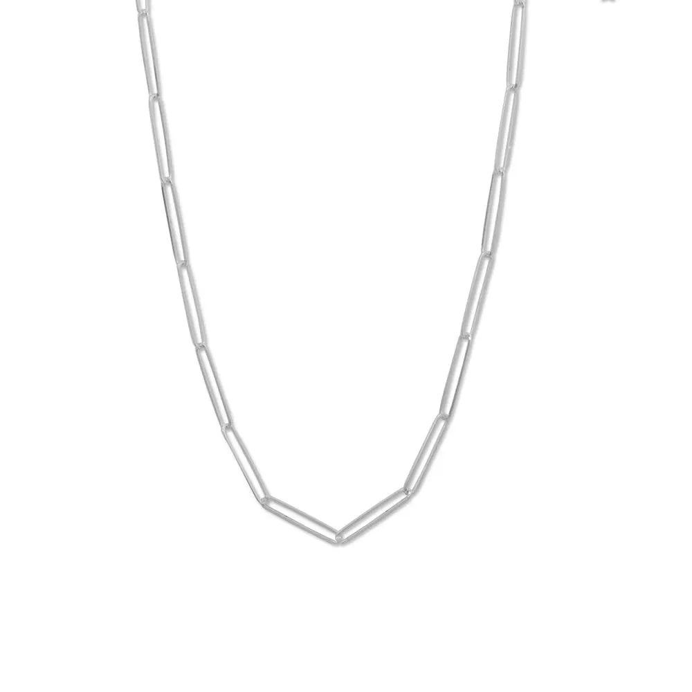 30" Elongated Paperclip Chain Necklace .925 Sterling Silver