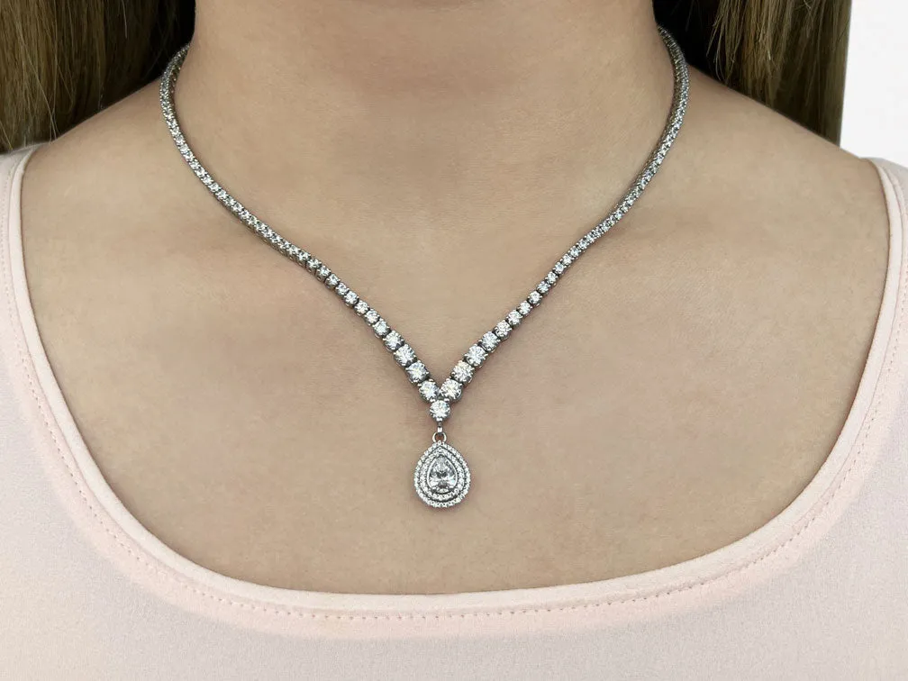 4 Prong Graduated V Diamond Lab-Grown Diamond Necklace with 8.19 ct.(finished)