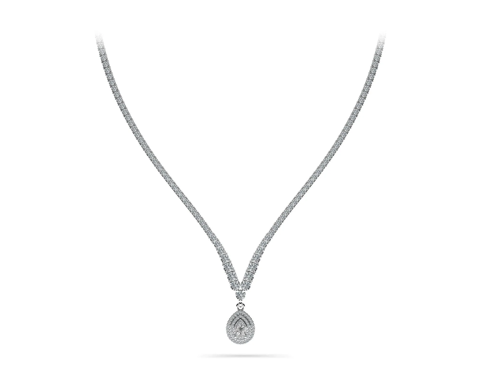4 Prong Graduated V Diamond Lab-Grown Diamond Necklace with 8.19 ct.(finished)