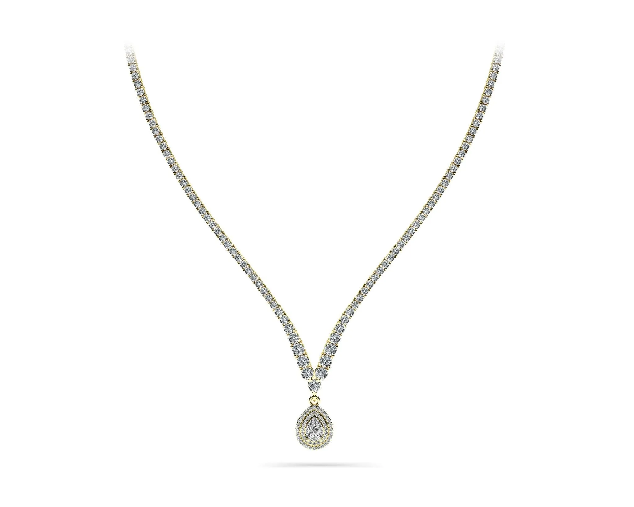 4 Prong Graduated V Diamond Lab-Grown Diamond Necklace with 8.19 ct.(finished)
