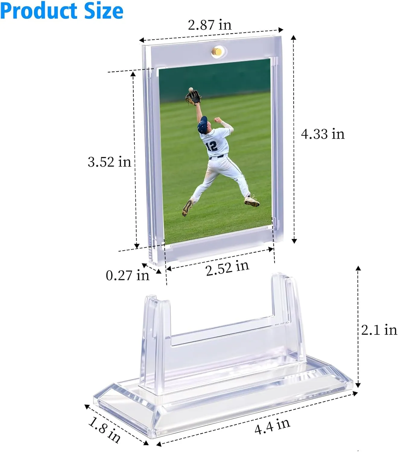 4PCS Magnetic Card Holders for Trading Cards, Card Protector Holders with Acrylic Stands Bases, Baseball Card Holders Fit for MTG, Game Cards, Sports Cards, Football Cards, Baseball Cards (4PCS)