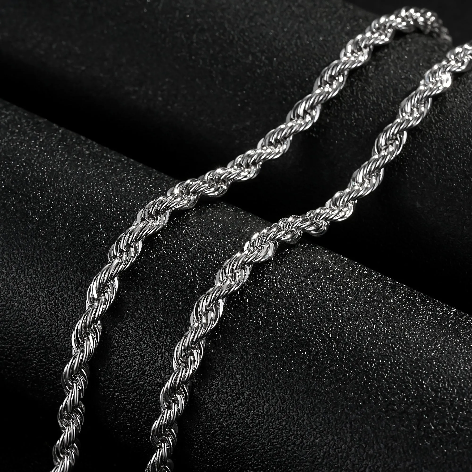 5mm Classic Silver Filled Bonded Rope Chain 24 Inches