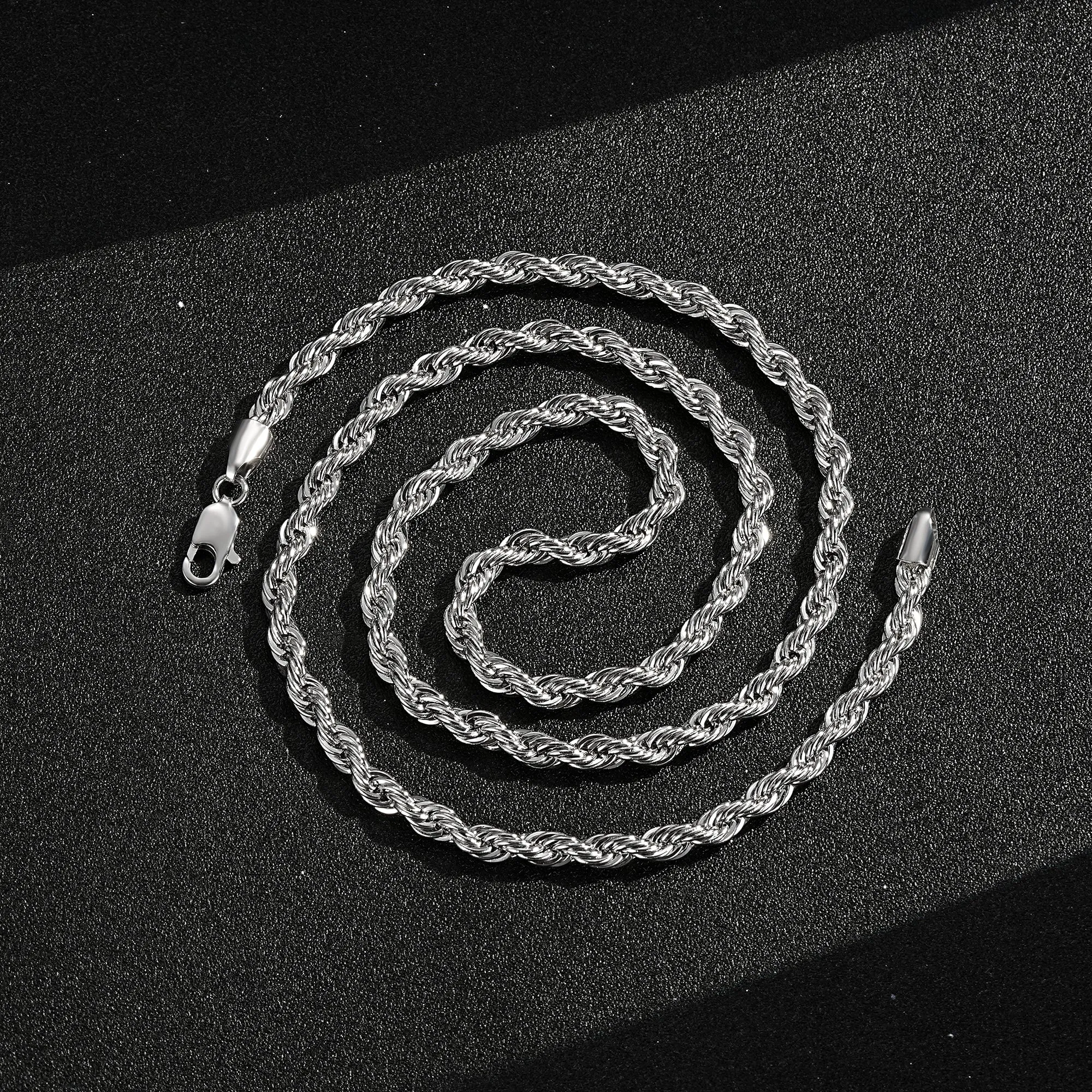 5mm Classic Silver Filled Bonded Rope Chain 24 Inches