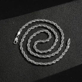 5mm Classic Silver Filled Bonded Rope Chain 24 Inches