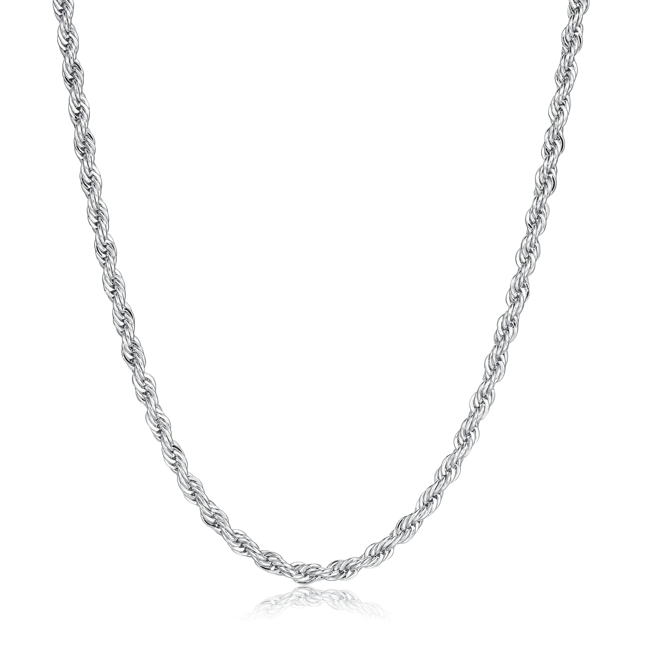 5mm Classic Silver Filled Bonded Rope Chain 24 Inches