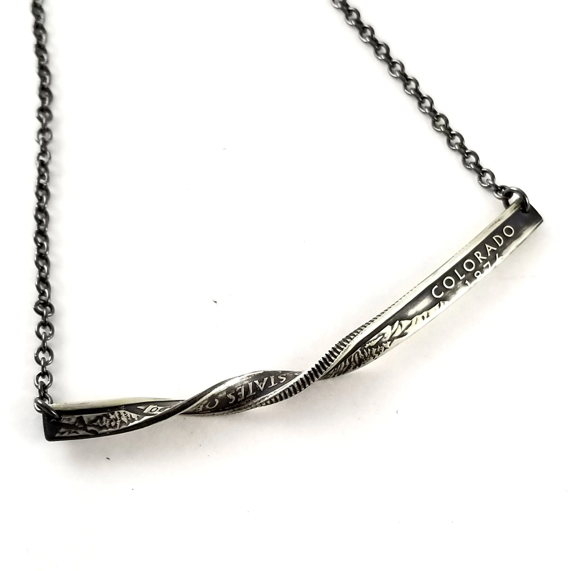 90% Silver State Quarter Twisted Bar Necklace