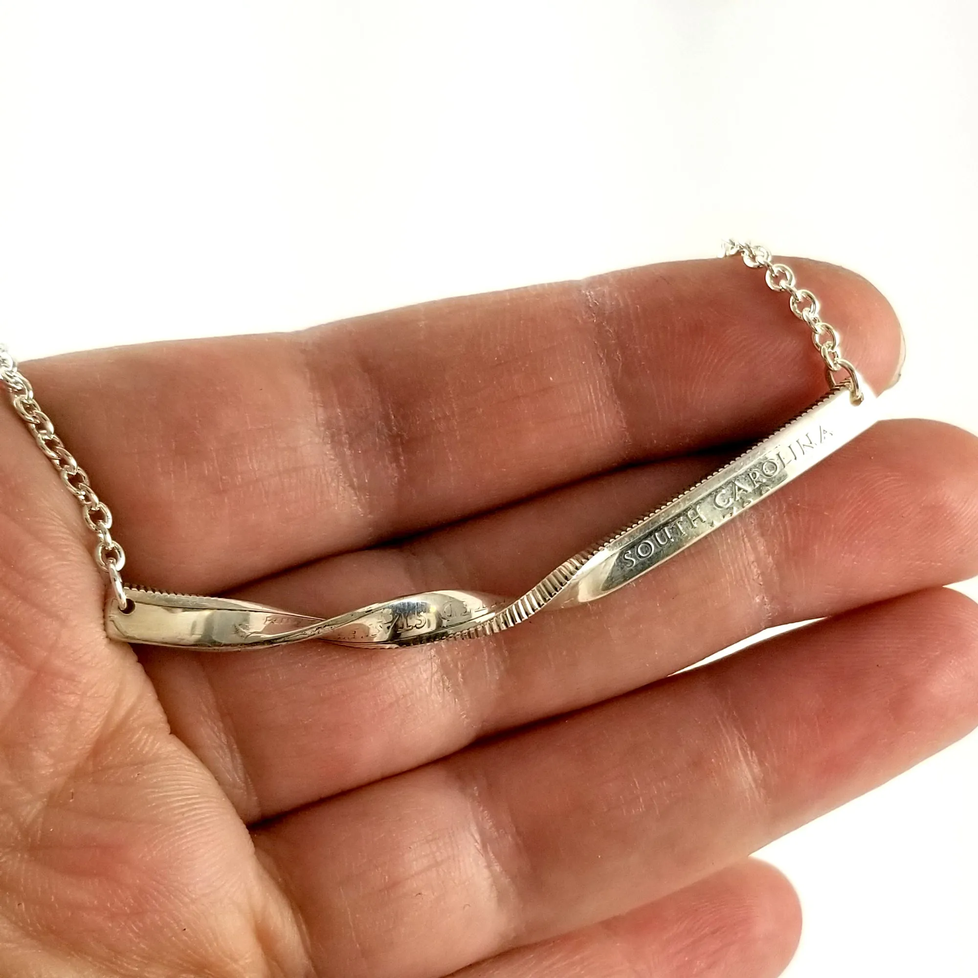 90% Silver State Quarter Twisted Bar Necklace