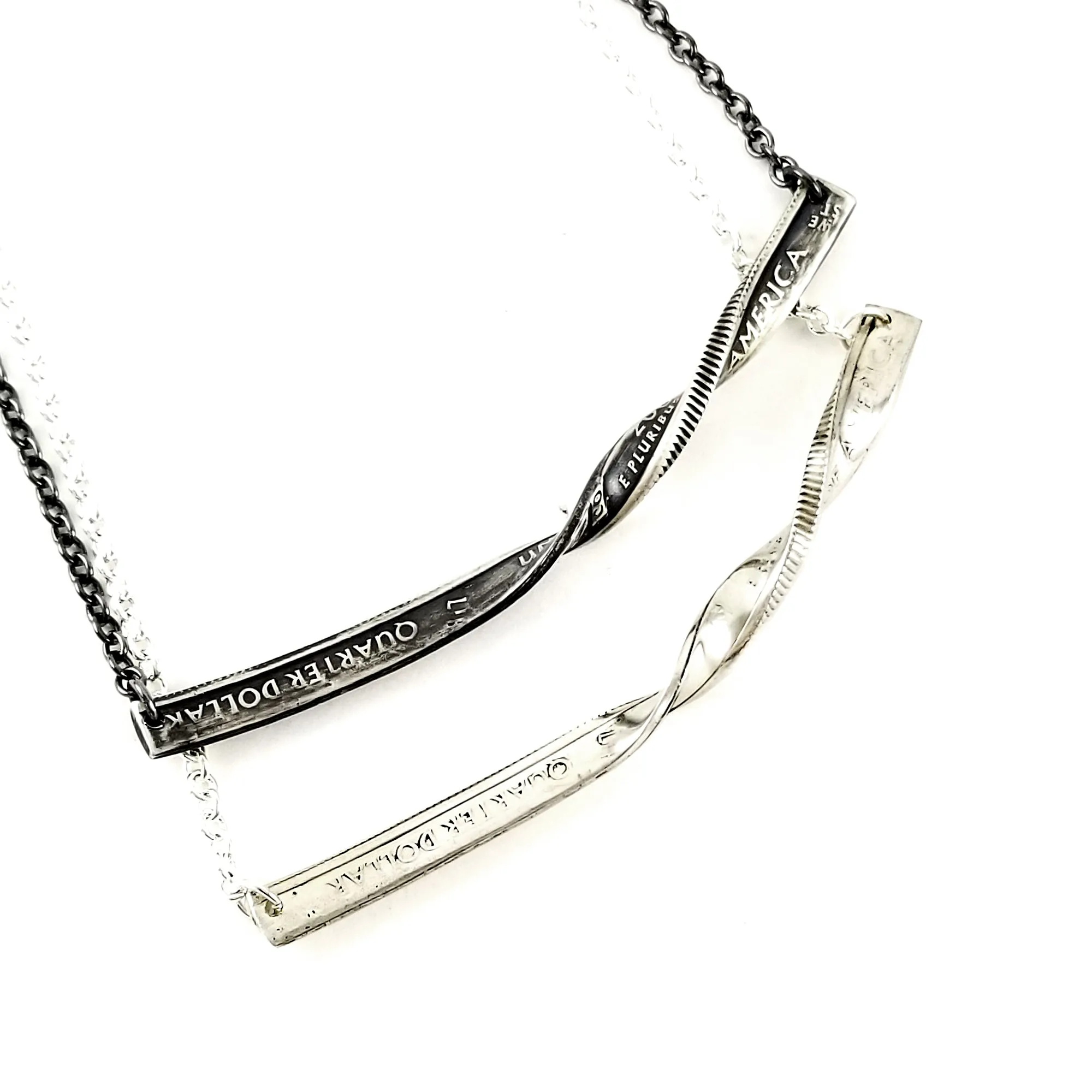 90% Silver State Quarter Twisted Bar Necklace