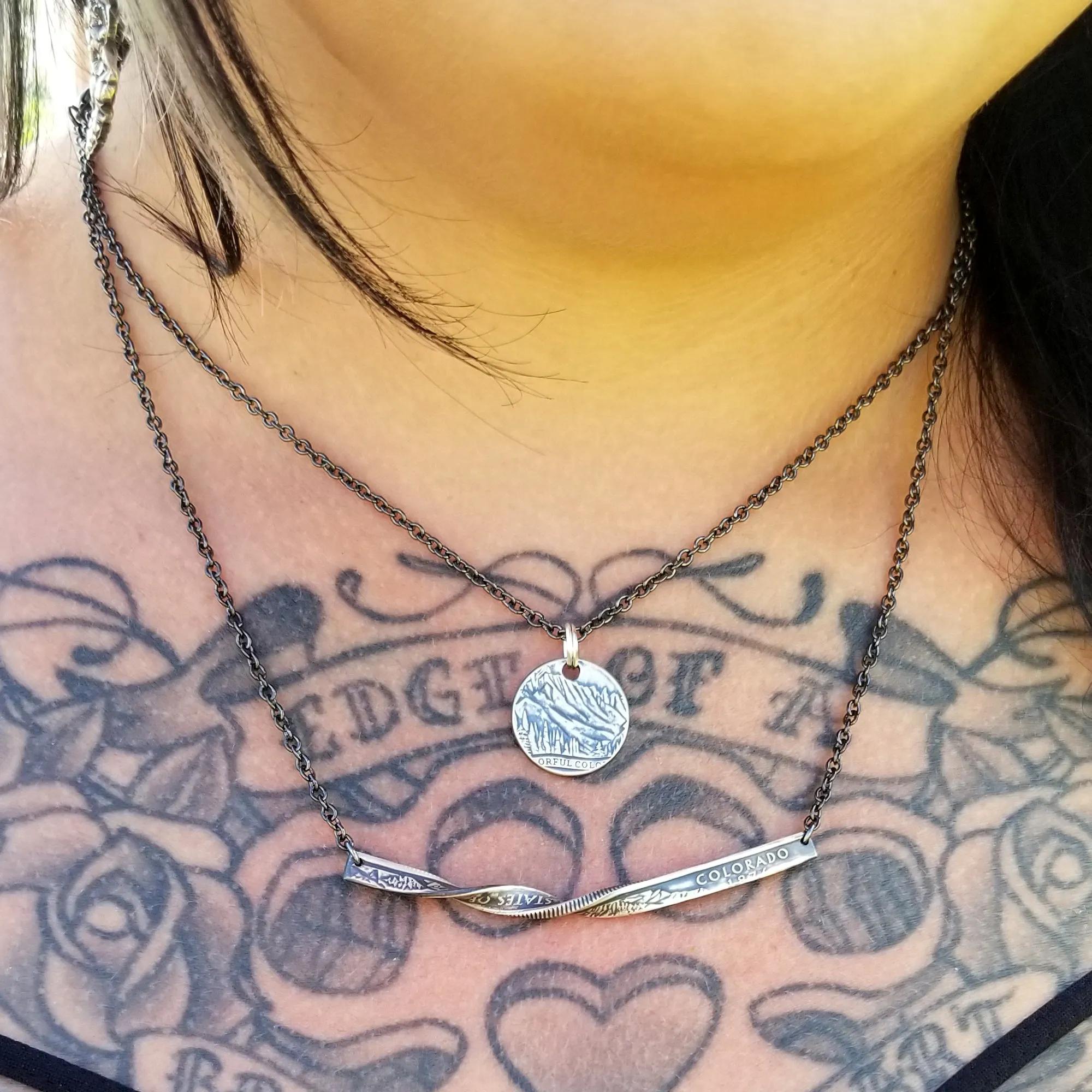 90% Silver State Quarter Twisted Bar Necklace